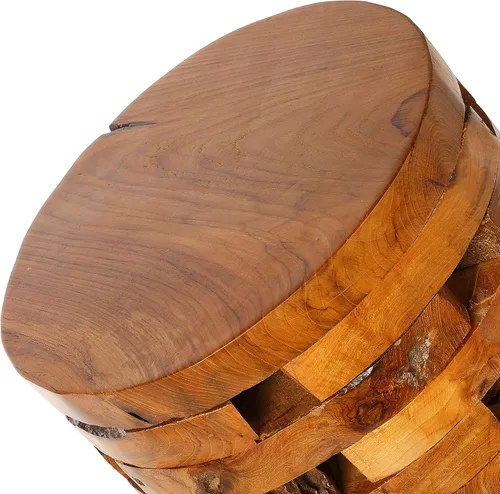 Vista 4 de Bare Decor Stonehenge - Mesa decorativa artesanal en madera maciza de teca, natural