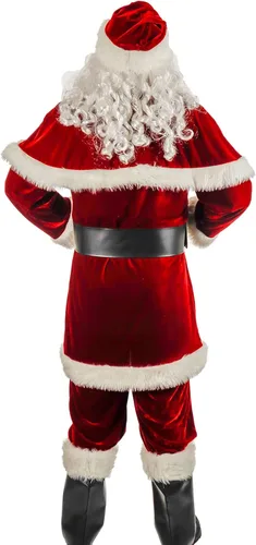 Vista 3 de ACH Disfraz de Papá Noel para hombre, 12 piezas de terciopelo de lujo, conjunto de cosplay de Navidad
