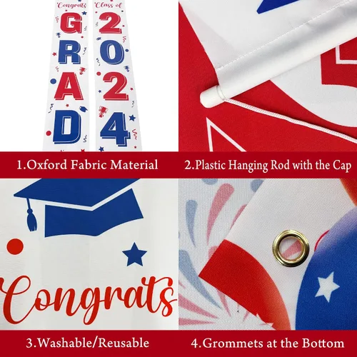Vista 3 de KatchOn, Cartel de graduación de felicitaciones rojas y azules – 72 x 12 pulgadas, NO DIY, pancarta de puerta de graduación, decoraciones de puerta