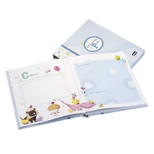 Vista 2 de Chicco Álbum de recuerdos, libro de nacimiento para bebés y niños, diario con espacios para notas y fotos, azul, idea de regalo, bebé
