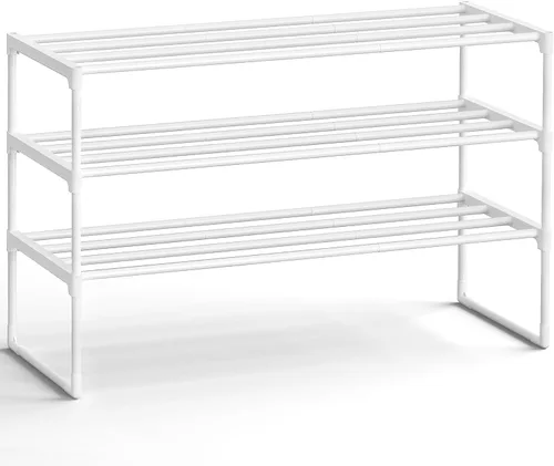 Vista 29 de SONGMICS Zapatero, Organizador de Zapatos de 2 Niveles, Estante de Almacenamiento de Metal, Vertical o Invertido, para 3-6 Pares, Apilable