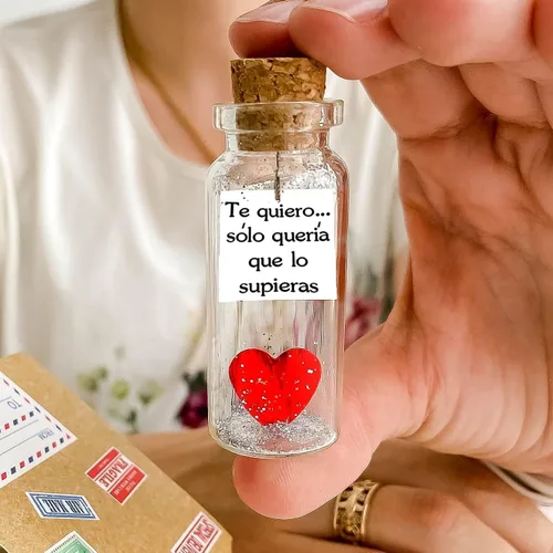 Vista 4 de Kseniya Revta Mensaje romántico en una botella para regalar a tu novio o novia - Tarro de los deseos con una tarjeta para tu esposo o esposa