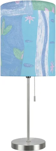 Vista 7 de Aspen Creative 40083-4 Juego de 1 lámpara de mesa con candelabro, diseño contemporáneo en níquel satinado, 8.0 x 8.0 x 19.5 pulgadas, azul, Amarillo