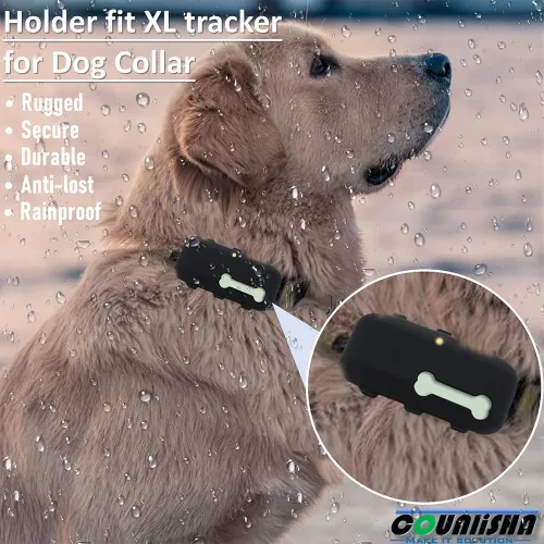 Vista 2 de Soporte de silicona compatible con rastreador de perros Tractive XL GPS (negro, 1 unidad) Rubber Accessories Cover protect Finder for