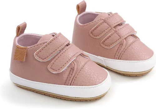Vista 6 de Tenis de tobillo alto unisex para bebés, niños y niñas, suela de goma suave, zapatos de cuna para niños pequeños
