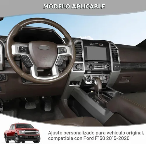 Vista 2 de Jimen Compatible con Ford F150 2015-2020, 4 Piezas Cubierta del Panel de la Consola Central Accesorios de Moldura Interior (Grano de Madera Negra)