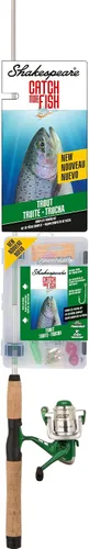 Vista 2 de Shakespeare Catch More Fish Spinning Reel and Fishing Rod Combo with Kit rojo - mediano