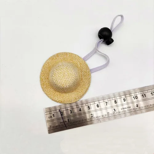 Vista 3 de Soochat Sombrero de paja para mascotas, mini sombrero de paja con correa elástica ajustable para la barbilla, hámster serpiente, lagarto, conejillo