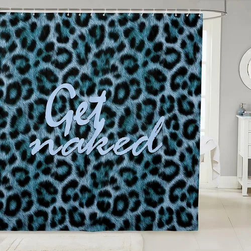 Vista 22 de Feelyou Leopard Print Lips Shower Curtain for Bathroom Decor Cheetah Print Bath Curtain Kissing Lips Bathroom Accessories Waterproof Polyester