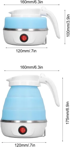 Vista 2 de Haofy Hervidor eléctrico plegable, 0.6L 400W US Plug 110V Slim Diseño plegable para viajes Hervidor de agua caliente portátil, Azul