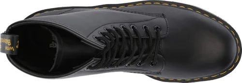 Vista 2 de Dr. Martens Botas de trabajo unisex 1460 Originals de 8 ojos, puntera suave, antideslizantes, 6 pulgadas, Grano completo industrial negro.