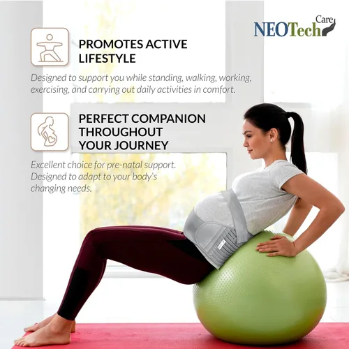 Vista 13 de NeoTech Care Cinturón de maternidad para embarazo, soporte para espalda, abdomen, cintura, pelvis (talla L, color marfil)