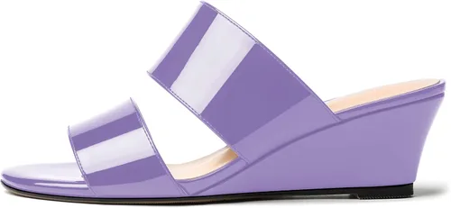 Vista 2 de WAYDERNS Sandalias de cuña de tacón bajo de dos piezas para mujer, con puntera abierta, de 2 pulgadas