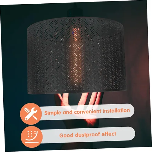 Vista 3 de Beaupretty Pantalla decorativa de la lámpara del tambor: ahueca hacia fuera la pantalla de la lámpara del metal del reemplazo E27/E14Clip