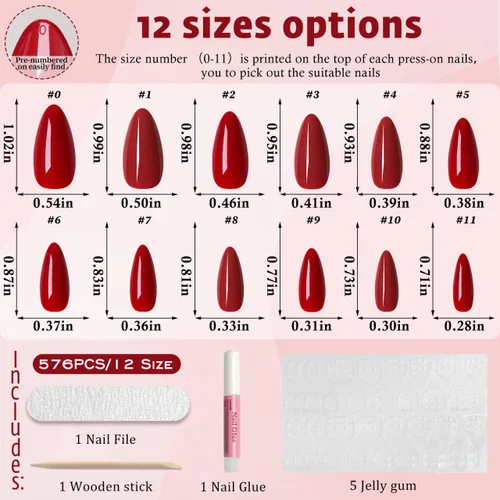 Vista 5 de 576 uñas postizas medianas a presión, 24 colores, uñas postizas