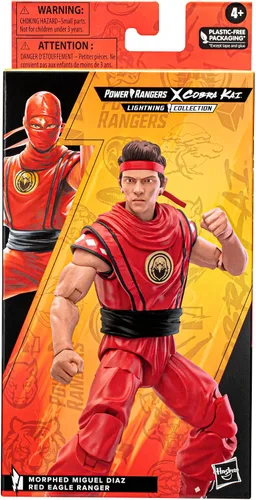 Vista 5 de Hasbro Power Rangers x Cobra Kai Lightning Collection Morphed Miguel Díaz Red Eagle Ranger Figura de 6 pulgadas