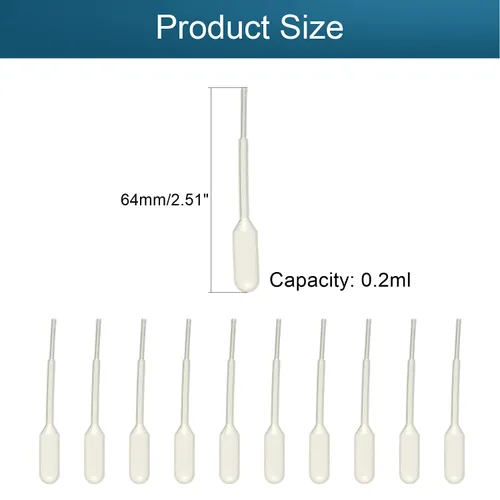 Vista 4 de Bettomshin pipetas desechables de plástico de 0.0 fl oz de longitud de 2,52 pulgadas de longitud transparente de transferencia graduada, cuentagotas
