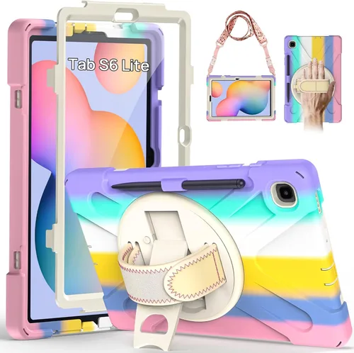 Vista 21 de Gerutek Funda para Samsung Galaxy Tab S6 Lite de 10.4 pulgadas 2024/2022/2020, funda protectora de cuerpo completo con protector de pantalla