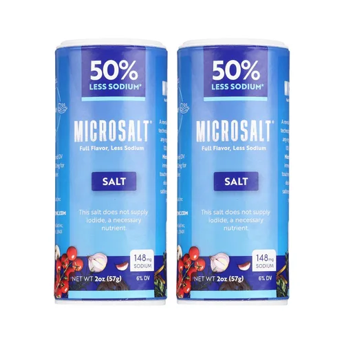 Vista 12 de Microsalt 50 % menos de sal de sodio, sustituto de sal regular, sal de condimento para cocinar, condimentar y hornear, sabor completo, menos sodio