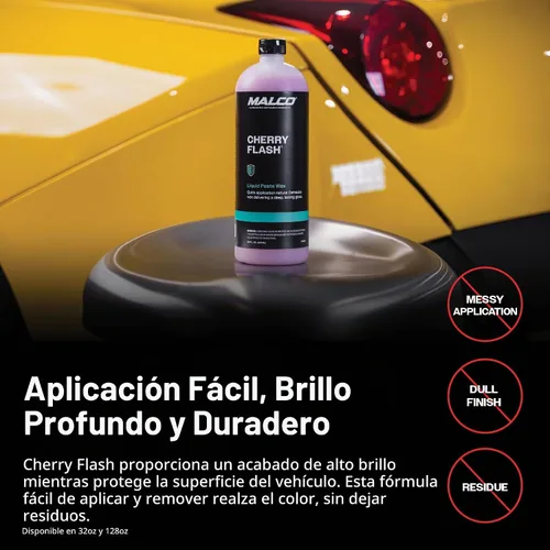 Vista 7 de Malco Cherry Flash - Cera de pasta líquida para autos – Protege y dale brillo a tu vehículo/La forma más fácil de encerar manualmente tu auto/Brillo