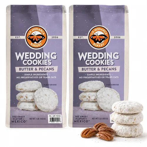 Vista 15 de Galletas de mantequilla mexicanas, 3.6 onzas (paquete de 3), hechas con mantequilla real e ingredientes simples por La Monarca Bakery