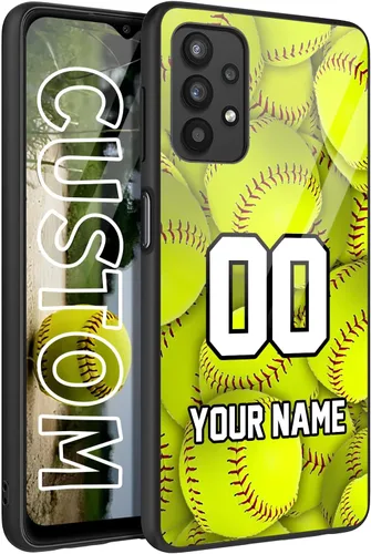 Vista 16 de Personalized Baseball Softball vs Name Number US Flag Decor Rubber Cover Phone Case for Galaxy America Fire