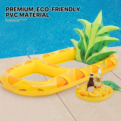 Vista 9 de MoNiBloom Flotadores inflables 2 en 1 para piscina para adultos, flotadores gigantes de piscina con portavasos desmontable, tumbona de agua