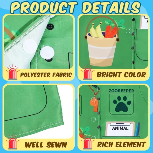 Vista 3 de Jiuguva 12 piezas de disfraces de juego de roles para niños, ropa para disfrazarse de niños, ayudante de la comunidad, carrera, cosplay, doctor