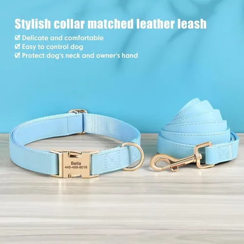 Vista 3 de Collares para perros personalizados de PET ARTIST, collar para perro grabado personalizado con etiqueta de nombre silenciosa, hebilla de liberación