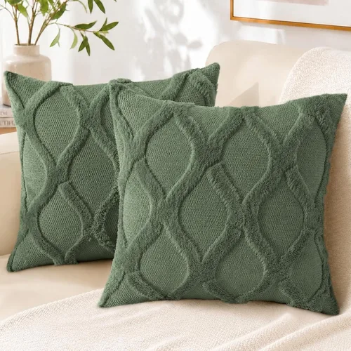 Vista 22 de decorUhome - Juego de 2 fundas de cojín decorativas para primavera de 16 x 16 pulgadas, fundas de almohada afelpadas de lana y piel sintética suave