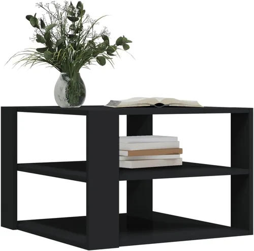 Vista 4 de mesa de Centro para sala Mesas de centro negro 23.4 x 23.4 x 15.7 pulgadas, madera de ingeniería, adecuada para salas de estar, balcones