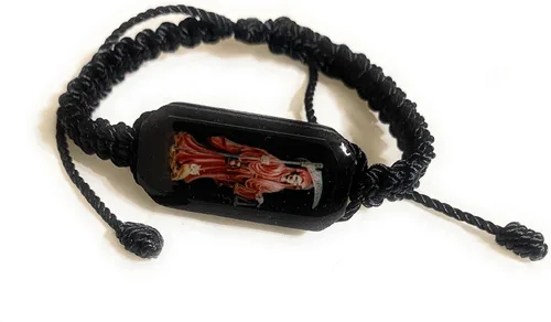 Vista 3 de Chavarrieta Pulsera Hilo Negro Pulsera Roja de hilo de la Santa Muerte, Cuentas de vidrio,