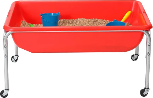 Vista 4 de Mesa sensorial mediana con tapa de Children's Factory – 18" de altura, caja de arena con tapa, mesa de agua para niños, rojo