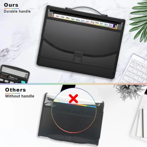 Vista 5 de Organizador de archivos de acordeón con asa, carpeta de archivos expandible de 13 bolsillos para papel, documentos, facturas, caja de archivo