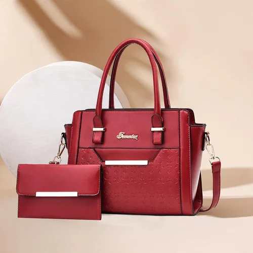 Vista 3 de NICOLE & DORIS Bolsos de mano para mujer, elegantes bolsas de hombro, 2 piezas, monederos, bolso de cuero sintético