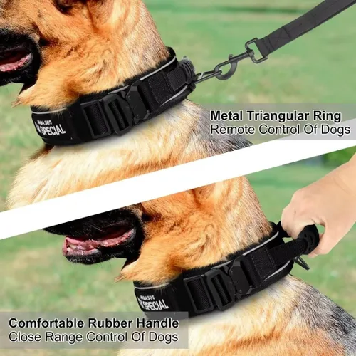 Vista 4 de Beirui Collar táctico de perro de 2.5 pulgadas con asa, resistente 2.6 in de ancho, collar táctico para perro con hebilla de metal fuerte, collar