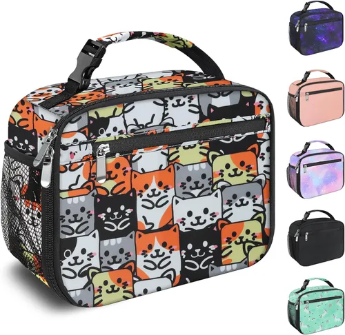 Vista 8 de Lonchera para niños y niñas, bolsa de almuerzo aislada y duradera, lonchera para niños con astronauta para la escuela