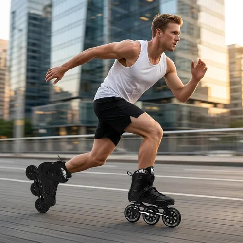 Vista 4 de Patines en línea de 3 ruedas para hombres y mujeres, patines profesionales para hombres y mujeres, patines de velocidad de alto rendimiento
