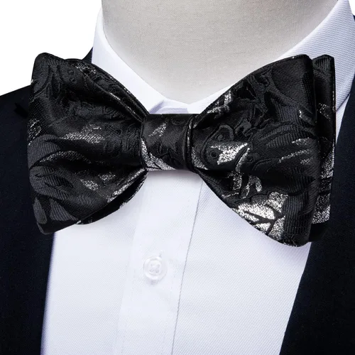 Vista 3 de DiBanGu Pajarita de seda para hombre, gemelos cuadrados de bolsillo para esmoquin y boda