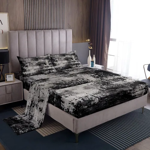 Vista 11 de Erosebridal Juego de sábanas tamaño individual con estampado de teñido anudado en acuarela, degradado beige y gris, para niños y adolescentes, juego