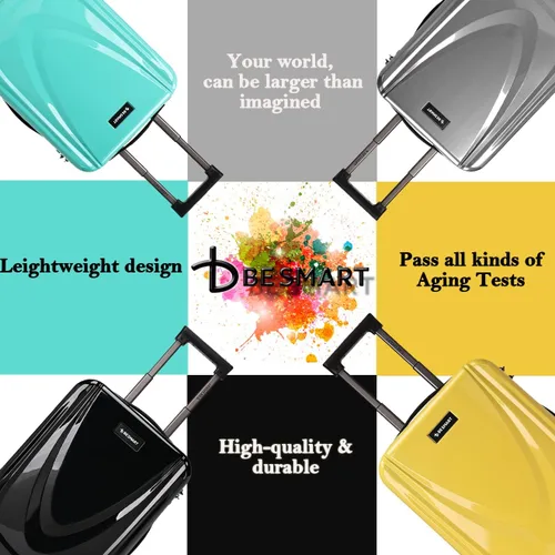 Vista 3 de BE SMART Equipaje de 20 pulgadas (para embarque) con rueda silenciosa giratoria, estuche de transporte integrado de PC+ABS y TSA, maleta pequeña