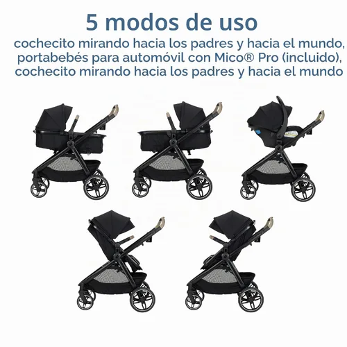 Vista 2 de Maxi-Cosi Zelia Pro - Sistema de viaje 5 en 1 con asiento de automóvil Mico Pro y cochecito de bebé, asiento reversible, ruedas grandes, mango