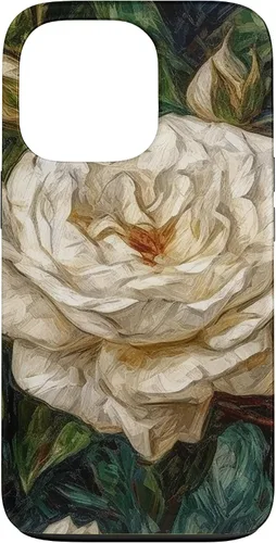 Vista 10 de iPhone 16 Van Gogh Art White Flower White Roses Case