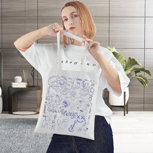 Vista 3 de BWWKTOP Bolsa de lona para cantante, hip hop, fanáticos del cantante, regalos Stay Away Always Tired Shoulder Bag Song Lyrics Merchandise