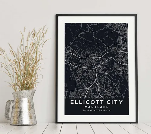 Vista 6 de Map of Ellicott City, Maryland, Evening (8x10)