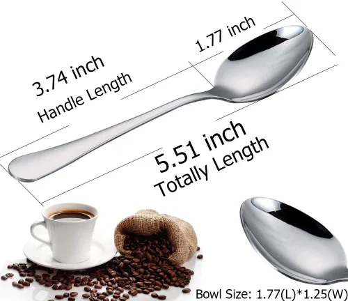 Vista 2 de DJ-WARE 6 cucharas de té pequeñas de 5.5 pulgadas, cucharaditas de mango corto para té dulce de 8 a 12 onzas y café con leche caliente, utensilios