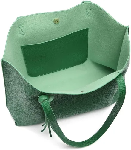 Vista 6 de Dreubea - Bolsa de hombro y de mano de piel sintética suave para mujer, con borla, de gran capacidad