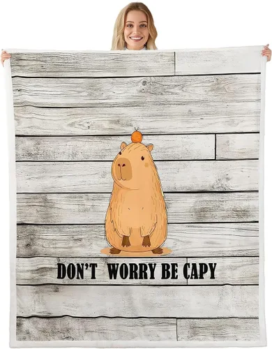 Vista 8 de Erosebridal Manta de Capybara de dibujos animados de 40 x 50 pulgadas para niños, bonita manta de vellón marrón Capybaras para niños y niñas, manta