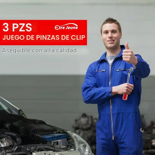 Vista 7 de Herramienta de extracción de clips, juego de 3 alicates de clip, removedor de sujetadores, kit de herramientas de extracción de molduras Rojo