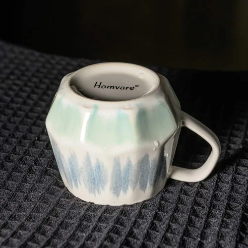 Vista 4 de Homvare Taza de café de porcelana, taza de té, paquete de 2, 10 onzas Azul verde azulado - Paquete de 2